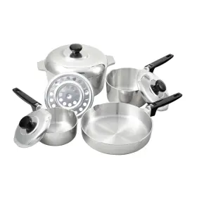 Imusa 094046893047 Usa Heavy Duty 8-piece Cast Aluminum Cajun Cookware Set Silver