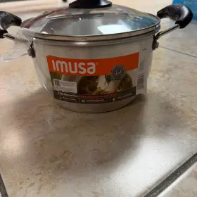 12345 Imusa 3 Quart Aluminum Sauce Pot With Tempered Glass Lid - New