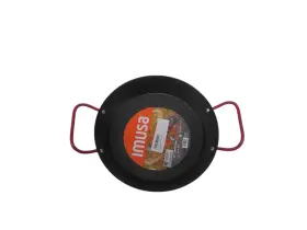 Car-52064 Imusa Usa 10 Inch Carbon Steel Coated Nonstick Paella Pan Red Handles Damaged
