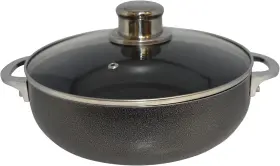 Chi-00085 Imusa 6.9 Quart Charcoal Aluminum Nonstick Caldero With Glass Lid Black