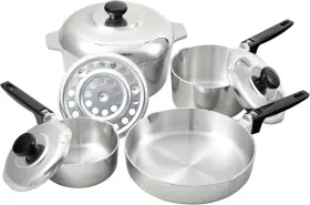 Imu-89304 Imusa Usa Heavy Duty 8-piece Cast Aluminum Cajun Cookware Set Silver