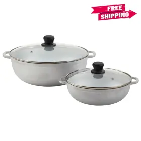 Gau-89225 Imusa Usa 2.5/7.0 Quart Cast Aluminum Cauldron Set With Glass Lid - 22/30 Cm
