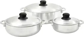 Gau-89226amz Imusa Usa 3 Piece Natural Aluminum Caldero Set 1.6/3.2/4.6 Quart Silver