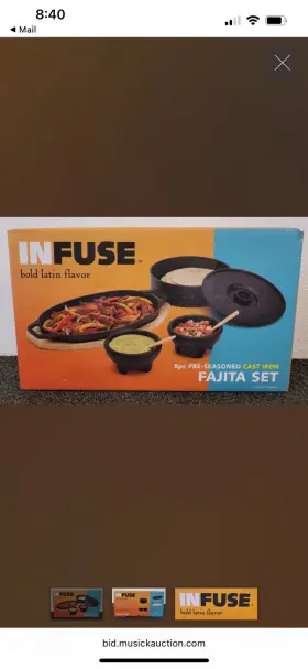 91829563 Infuse 8pc Fajita Set Cast Iron Cookware Bpa-free Gas And Induction Compatible