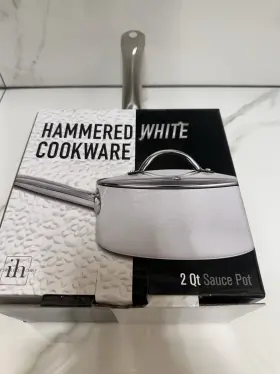 Hxph20s-03 Inspired Home Ih Hammered White Cookware 2 Quart Sauce Pot