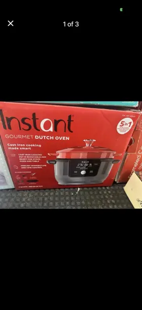 4226465 Instant Cast Iron Dutch Oven 6 Quart Red Precise Temperature Control Enamel