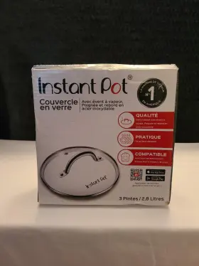Instant Pot 853084004835 New Genuine 3 Quart Tempered Glass Lid Steam Vent Clear Replacement