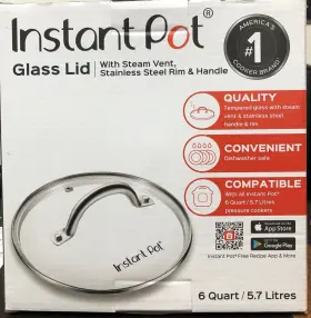 Glid-60 Instant Pot Glass Lid With Stream Vent Stainless Steel Rim For All 6 Quart Nib
