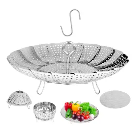 6-10.3 Iqworks Fmx001 Inch Expandable Steamer Basket For Cooking 3rd Gen Stainless Steel Folding