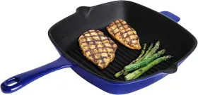Jean-patrique 060619858251 Professional Square Cast Iron Skillet Griddle Pan - 25cm Non-sti
