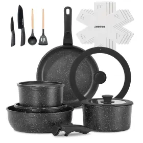 Jeetee 700973835592 Pots And Pans Set Non Stick 19pcs Kitchen Cookware Sets With Detachable Hand