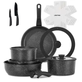 Jeetee 700973835691 Pots And Pans Set Non Stick 17pcs Kitchen Cookware Sets With Detachabl