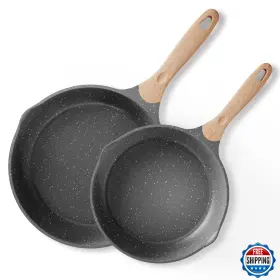 B0c4f1psz3 Jeetee 2-piece 8 Inch 10 Nonstick Frying Pan Set Granite Omelette Skillets Grey
