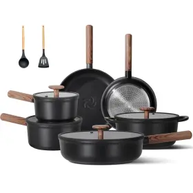 B0dz1tcdnl Jeetee 17pc Ceramic Non-stick Cookware Set Induction Pots And Pans Removable Handl