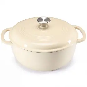 Jhk Do-gjv30hl 6 Quart Cast Iron Dutch Pot With Lid Enamel Kitchen Round Dual Handles