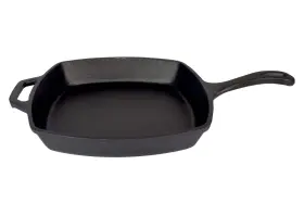 Jb0217 Jim Beam 736386008759 10.5 Inch Pre Seasoned Cast Iron Square Skillet For Grill Gas Oven Elec
