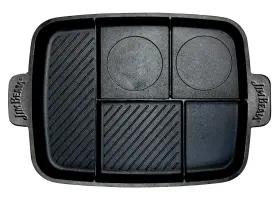 Jim Beam 840102129670 Heavy Duty Construction 5-in-1 Cast Iron Skillet With Superior Heat
