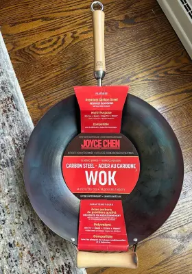 J21-9978 Joyce Chen Classic Series 14-inch Carbon Steel Wok With Birch Handles
