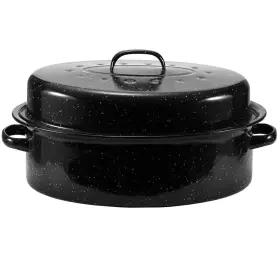Jy Cookment 753165211728 19 Inch Enameled Oval Roasting Pan With Domed Lid - Great For Turkey Ch