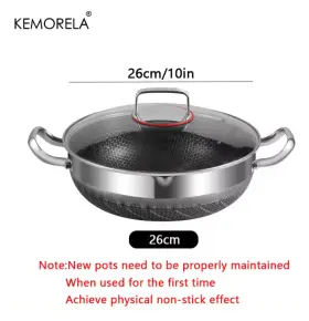 Ys-9679 Kemorela 26/28/30cm Nonstick Stainless Steel Frying Pan And Hot Pot With Lid Induction Saf