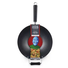 Kh431001u Ken Hom 12 Inch Carbon Steel Nonstick Stir Fry Wok - Soft Touch Helper Handle And Lightweigh
