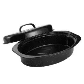 Kendane 753165211896 13 Inch Enameled Oval Roasting Pan With Domed Lid - For 7lb Turkey Chicken Lamb