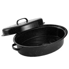 Kendane 753165211902 Granite Roasting Pan Medium 16 Inch Enameled With Black