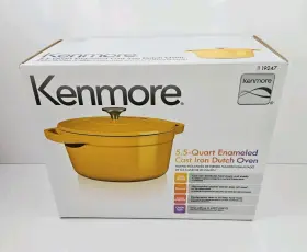 Kenmore 959555210102 5.5 Quart Cast Iron Enameled Coated Dutch Oven In Yellow