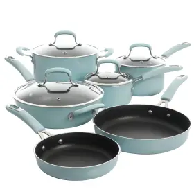 Kenmore Elite 085081495501 Andover 10 Piece Nonstick Aluminum Cookware Set In Glacier Blue