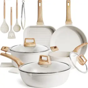 0716be Kikcoin 16 Piece Pots And Pans Set Nonstick Ceramic Cookware Induction Kitchen