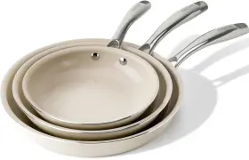 Kikcoin 705353336720 Non-stick Ceramic Frying Pans Skillet 3-pack 8/9.5/11 Inch