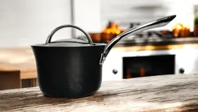 000317 Kirkland Signature 2 Quart 1.8 L Anodized Saucepan Stainless Lid Nonstick Durable