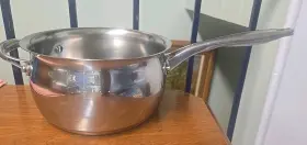 000765 Kirkland Signature 4 Quart Stainless Steel Copper Core Chefs Saucepan Pot. No Lid