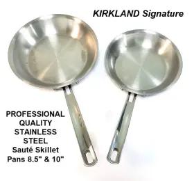 987640 Kirkland Signature Professional Quality Stainless Saut Skillet Pans 8.5 Inch And 10