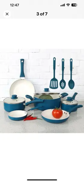 679798 Kitchen Nonstick Cookware Set 12 Piece Ceramic Pots And Pans With Lids Cooking