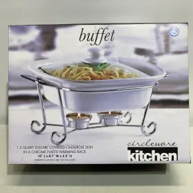Kitchen 704572333961 Circleware Buffet 1.5 Quart Covered Casserole Dish With Warming Rack Nib