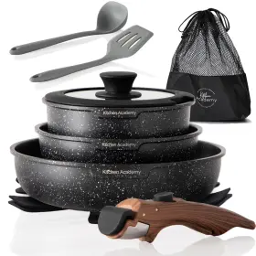 Cs01-016 Kitchen Academy Removable Handle Induction Pots And Pans Set - 10 Piece Non-stick Cookware Se