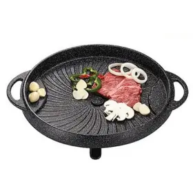 Kitchen Flower 802998015910 New Picnic Korean Bbq Nonstick Cerastone Marble Grill Pan Roaster Round