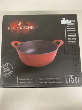 Hkmc-729 Kitchen Hells 1.75- Quart Cast Iron Balti Dish Cookware Casserole Nonstick Red