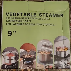 X0045poz21 Kitchen Stainless Steel Collapsible Vegetable Steamer Basket 9 Inch Dishwasher Safe Handle