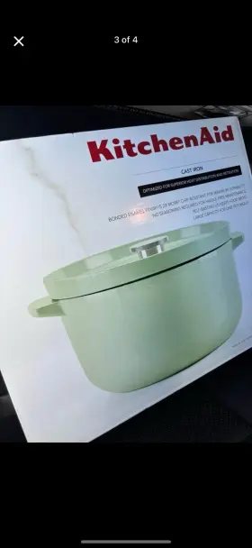 Kitchenaid 051153485312 Nib Enameled Cast Iron Covered Dutch Oven 6 Qt Pistachio With Lid