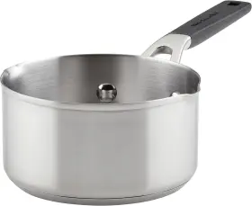 Kitchenaid 051153710186 Stainless Steel 1 Quart Brushe Sauce Pan Silver With Pour Spout