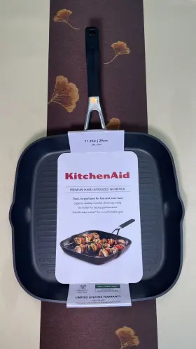 Kitchenaid 051153848087 New Grill Pan 11.25 Inch Premium Hard Anodized Nonstick Black