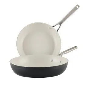 Kitchenaid 051153848667 Hard Anodized Ceramic Nonstick 2-piece Fry Pan Set Black