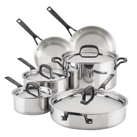 30001 Kitchenaid 5-ply Clad Polished Stainless Steel Cookware Pots And Pans Set 10