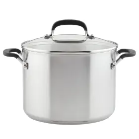 Kitchenaid 71022 8 Quart Stainless Steel Stockpot With Lid Even Heating Silicone Grip Inductio