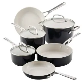 92312873 Kitchenaid 9pc Ceramic Forged Aluminum Nonstick Cookware Set Empire Black New