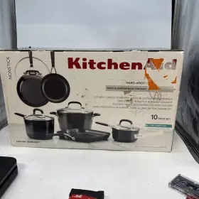 990363076 Kitchenaid Kitchen Aid Onyx Black Hard Anodized Cookware Set 10-piece