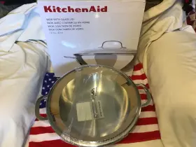 P505077 Kitchenaid Wok Glass Lid 12.5 Inch Induction Technology Stainless Steel