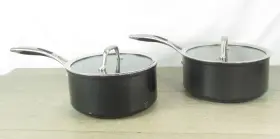 Wq518 Kitchenaid Black 3-layer Nonstick Induction 8 Inch Suace Pans 3 Quart With Lids X2